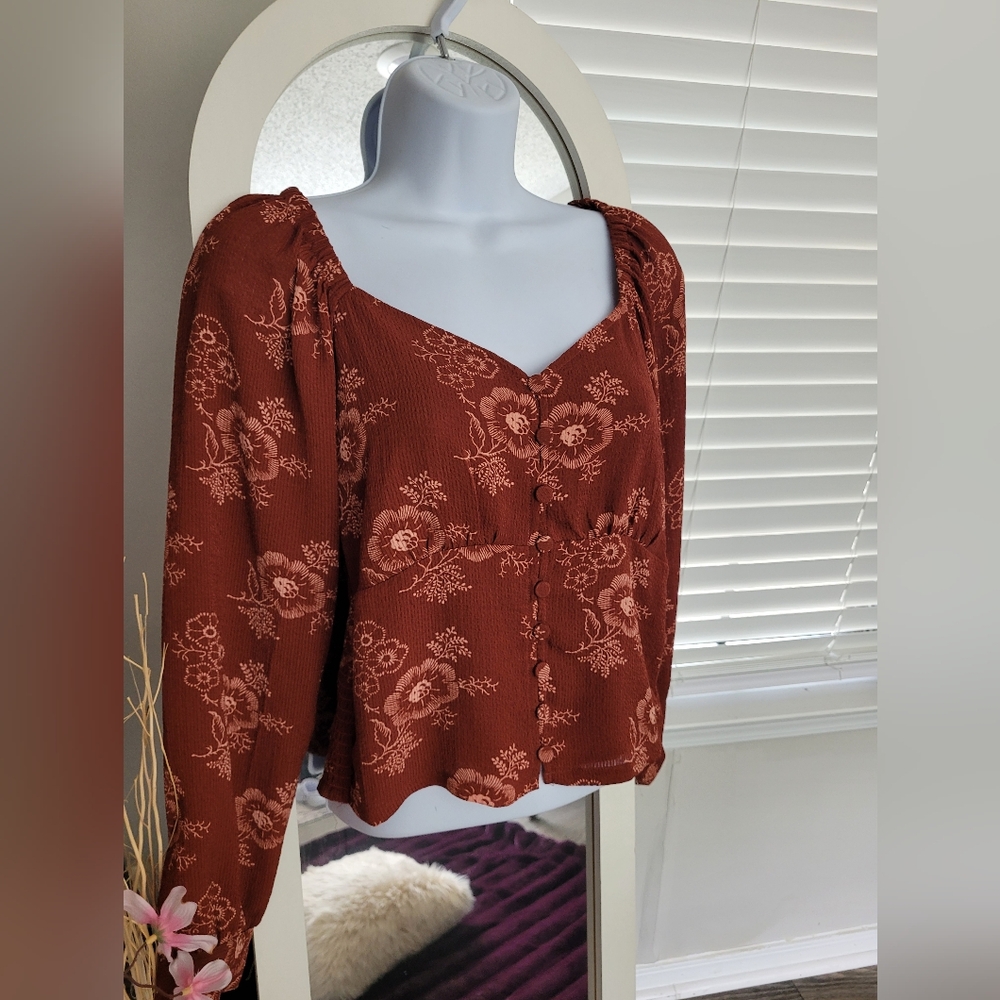 MADEWELL size Xs Floral Rust Women's Top. NEW.